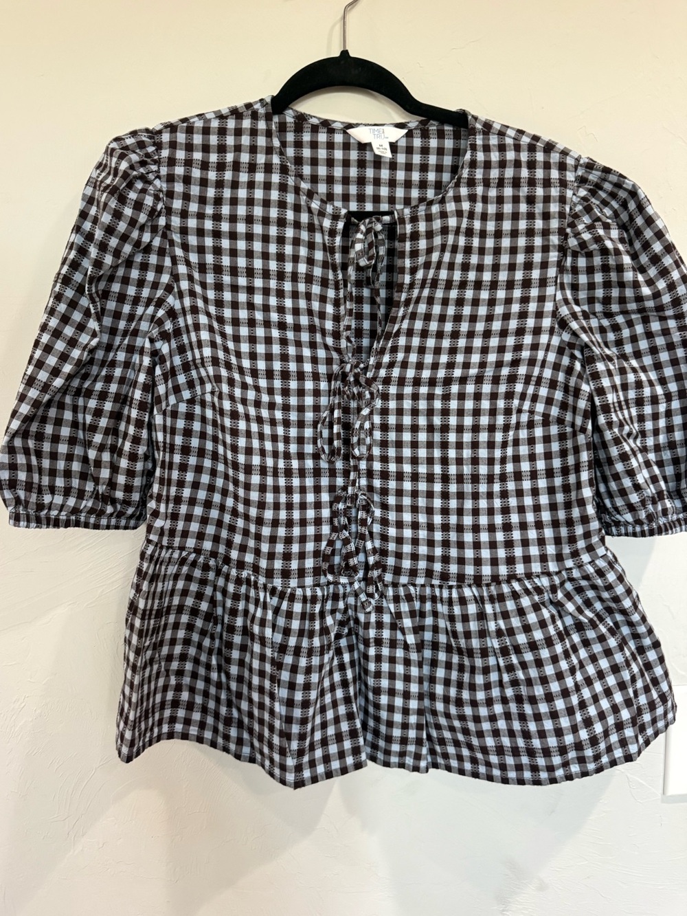 Gingham Peplum Button-Front Top!